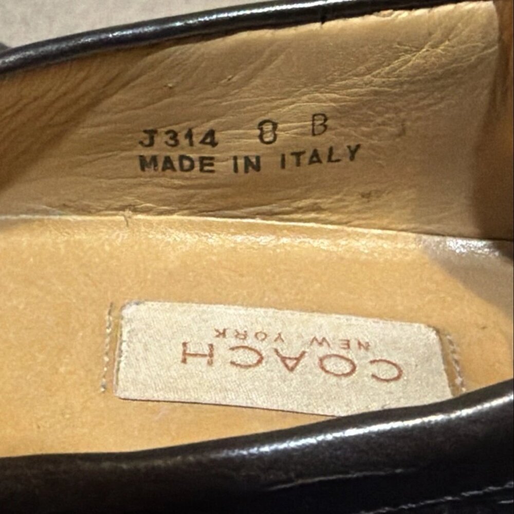 Coach Women's Size 8B Black Woven Leather Slip-On Loafers Shoes Made in Italy - Picture 6 of 8